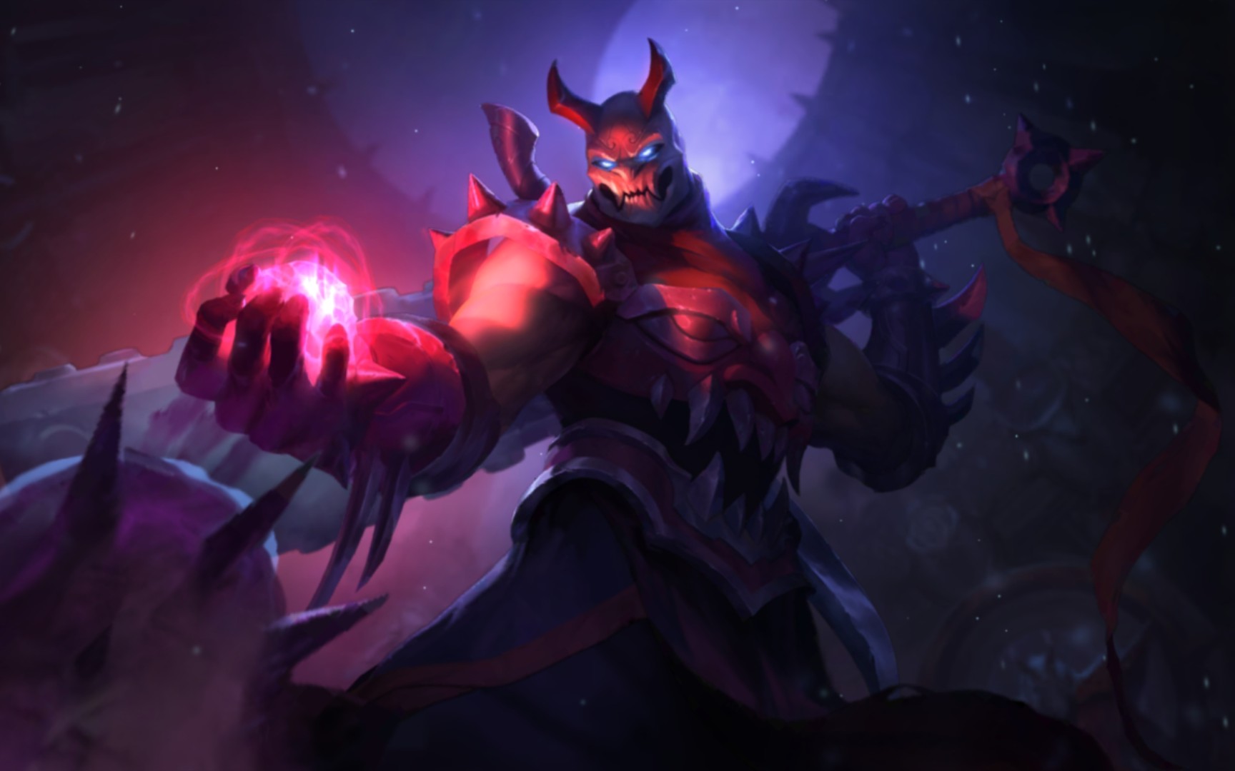 【英雄联盟手游】皮肤特效展示(腥红之月 鬼武者——慎)_哔哩哔哩bili