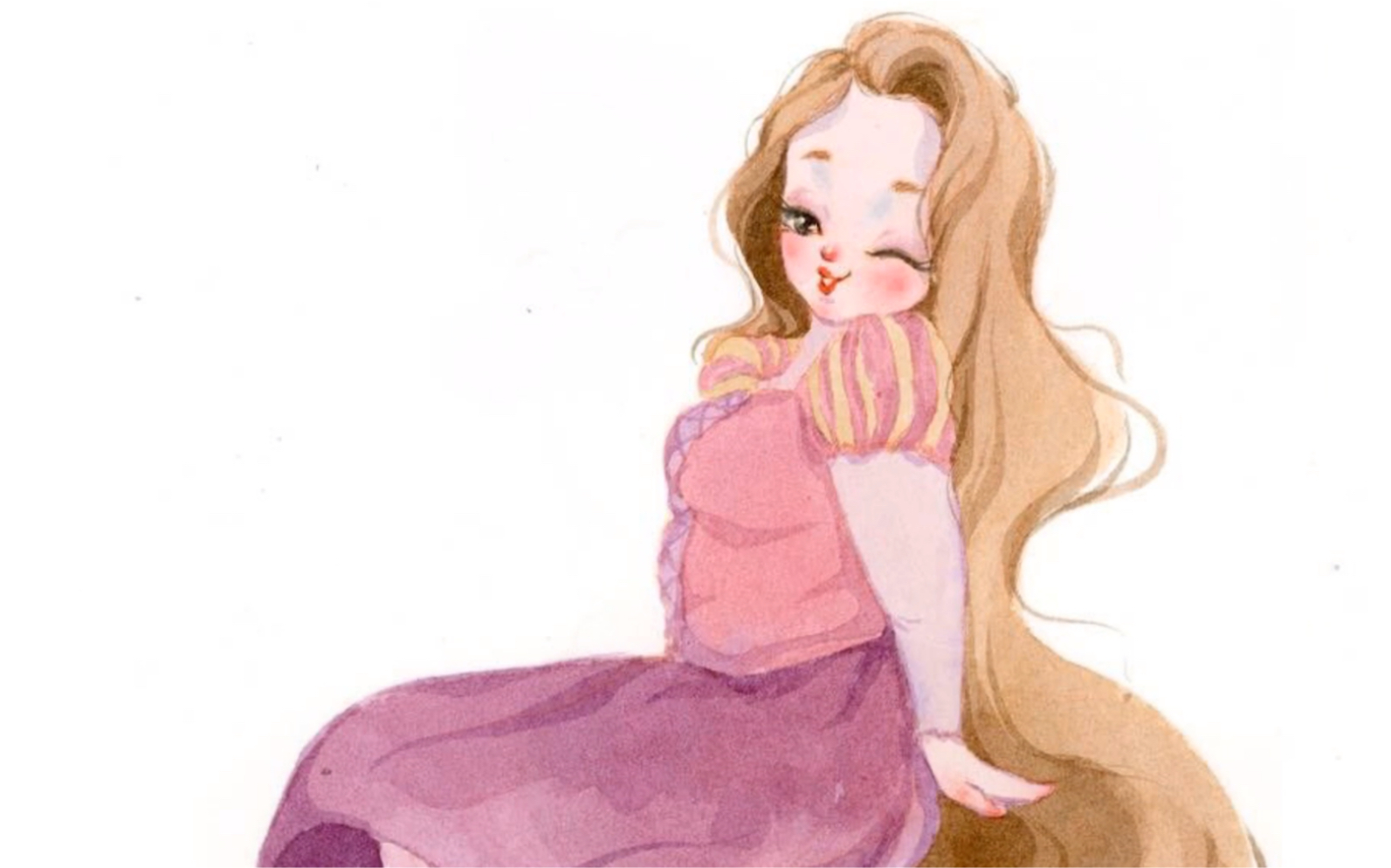 【水彩手绘】长发公主也是我喜欢角色之一,感谢大家的鼓励啦～～_哔哩