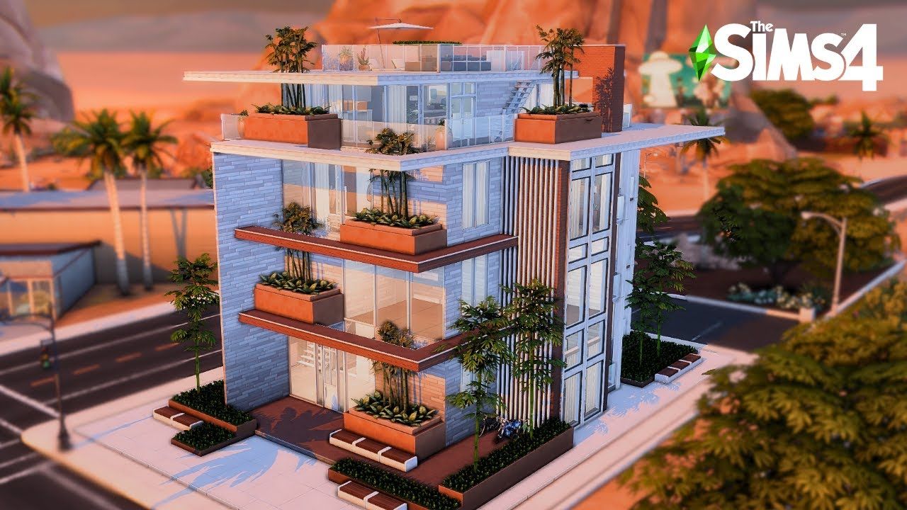 模拟人生4速建搬运:modern desert apartments # #the sims 4 speed