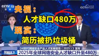 央视：2025网络安全人才缺口480w！现实：简历被扔垃圾桶！毕业生连工作都找不到！，11万本硕博争8000岗，天下英雄如蝗虫过境，（网络安全/信息