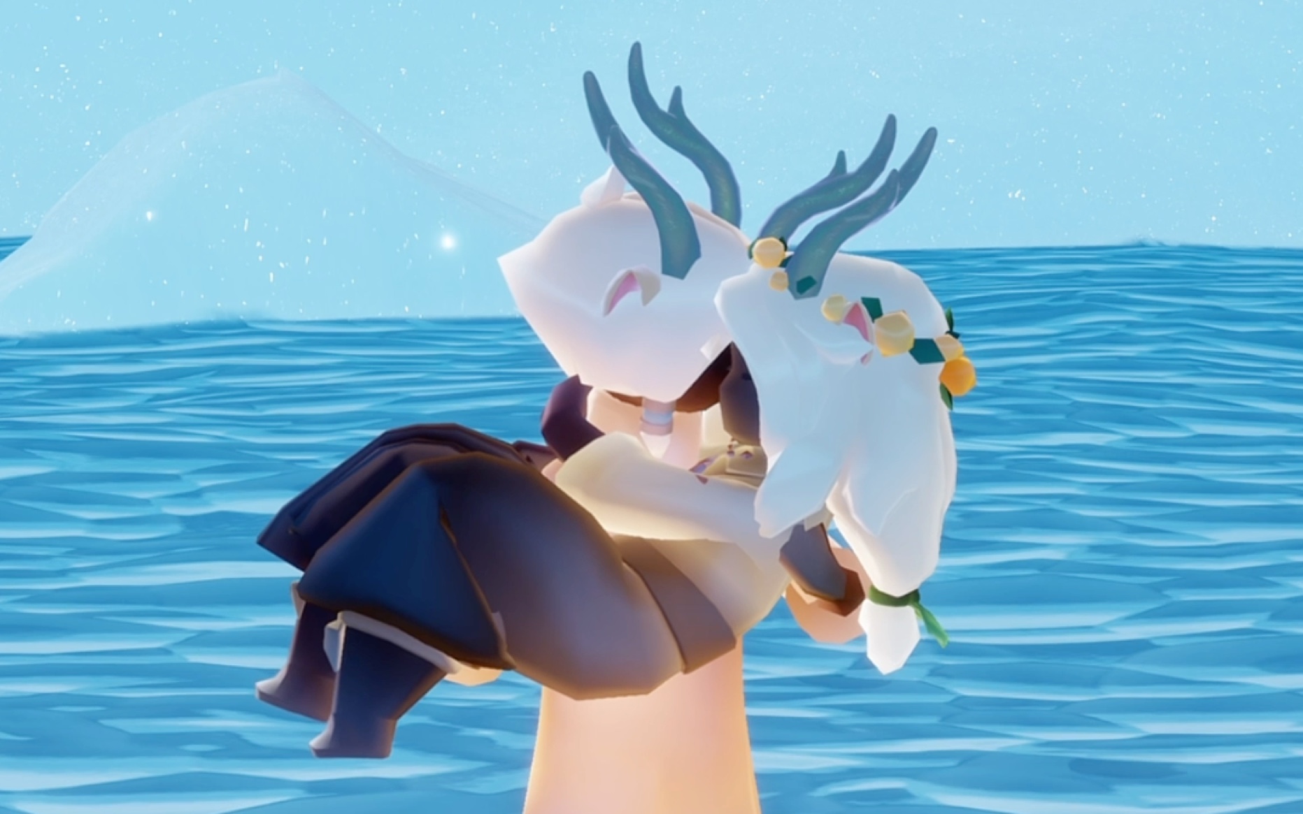 光遇:九色鹿更新后公主抱会自动贴贴了这下更暧昧了!