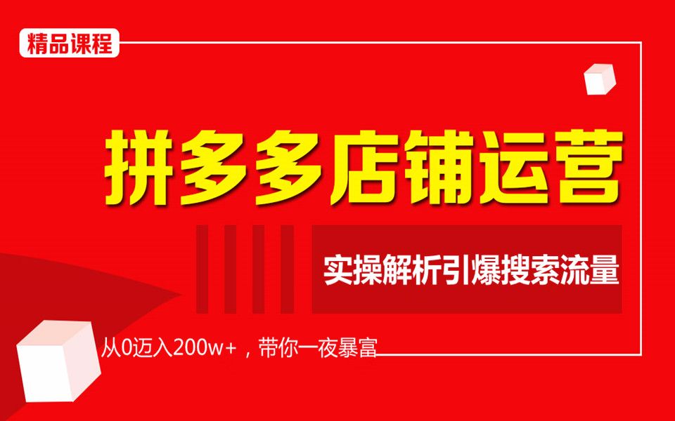 拼多多店铺运营新手开店视频教程实操解析引爆搜索流量,从0迈入200w+,带你一夜暴富哔哩哔哩bilibili