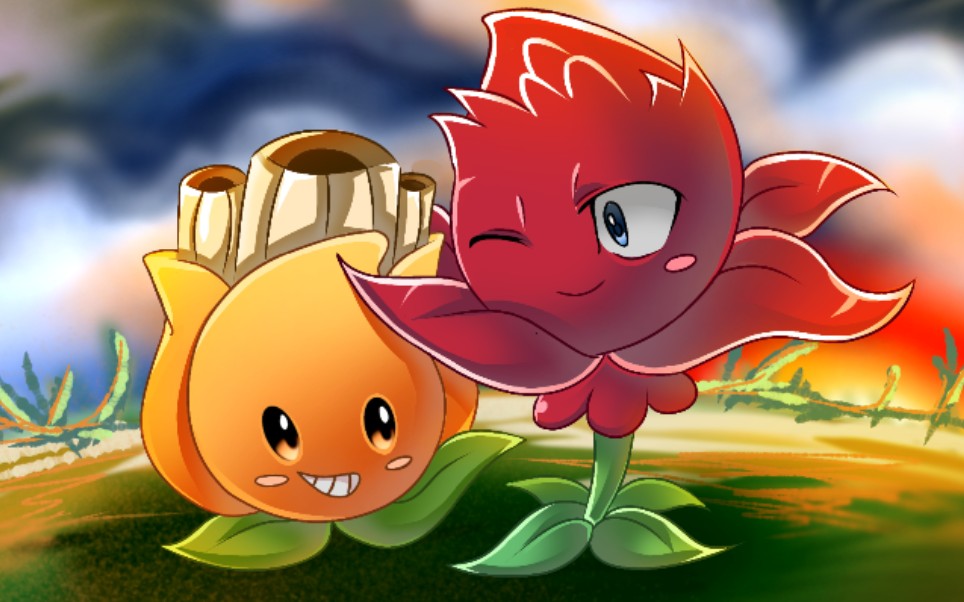 【pvz2/繪畫過程】阿開木木與紅針花