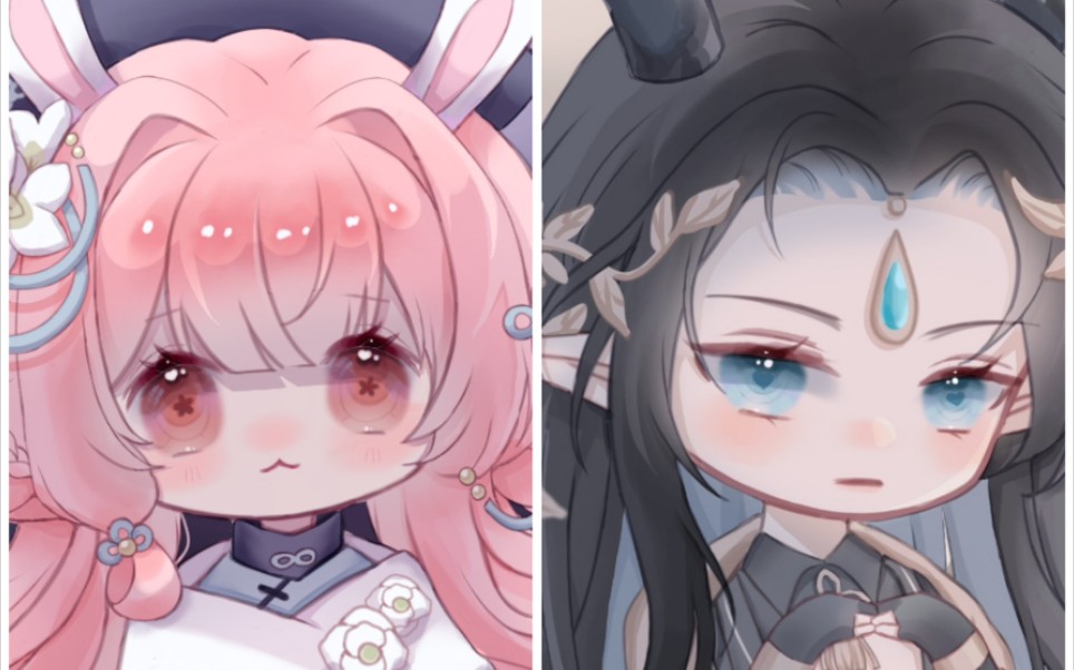 活动作品指绘两个啾啾头