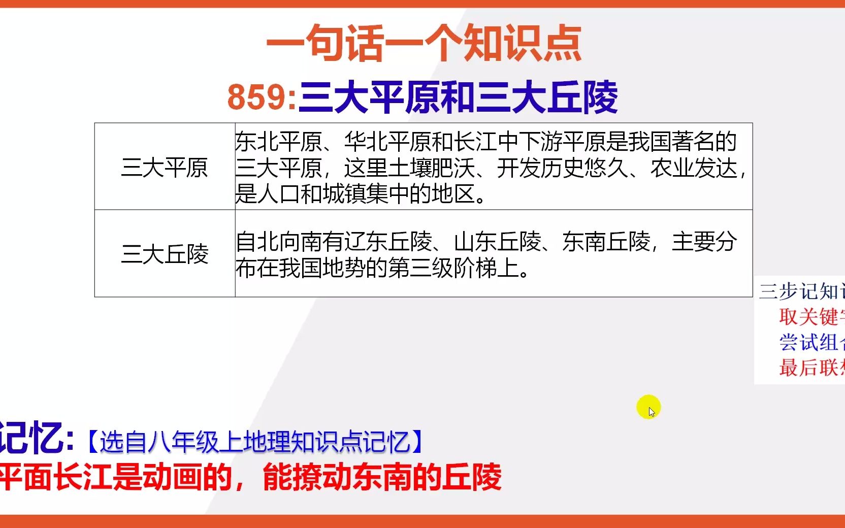 [图]八上地理：15秒巧背三大平原和三大丘陵