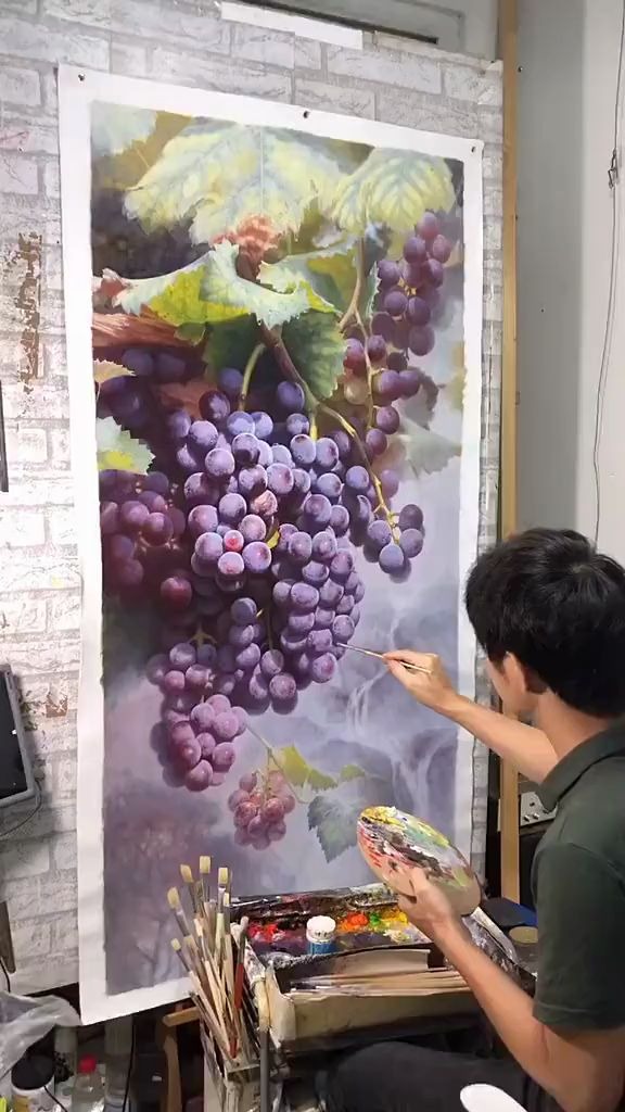 郑炳章老师画的葡萄,太逼真了!简直就是高清摄像机