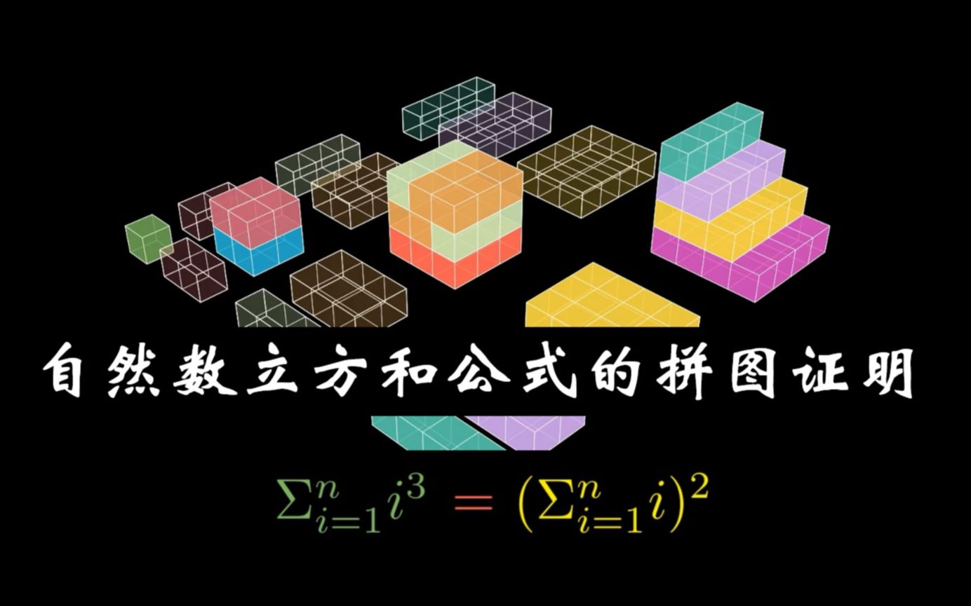 【数学】自然数立方和公式的图形证明(使用manim制作完成)哔哩哔哩bilibili