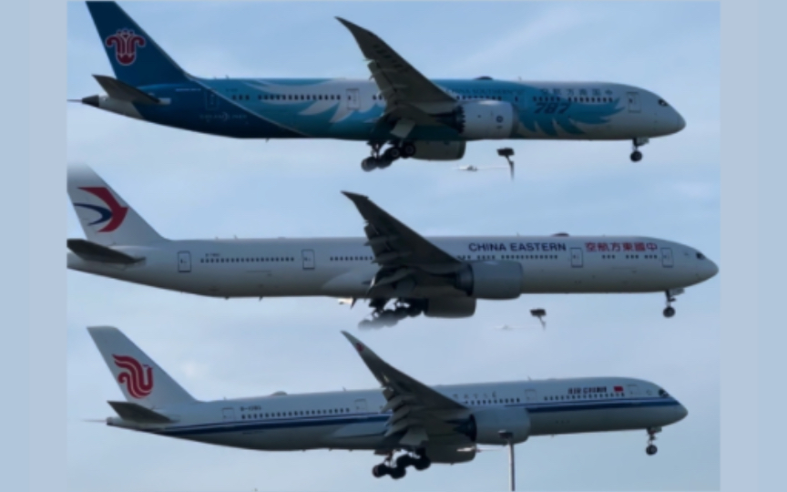 【英国伦敦·国内三大航司】南航b787-9,东航b777-300er,国航a350-900