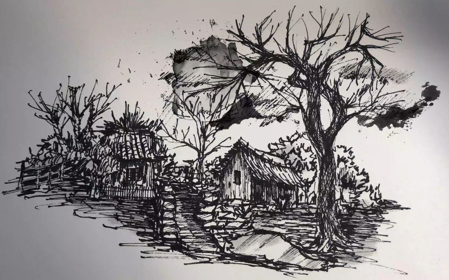 【钢笔速写】勾画一间农舍