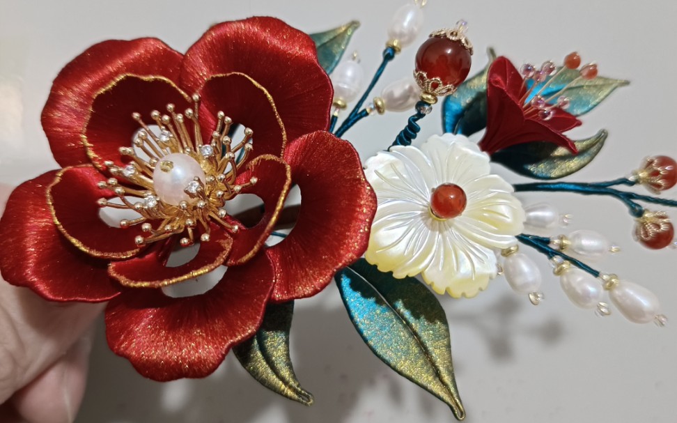 月衍缠花红牡丹缠花