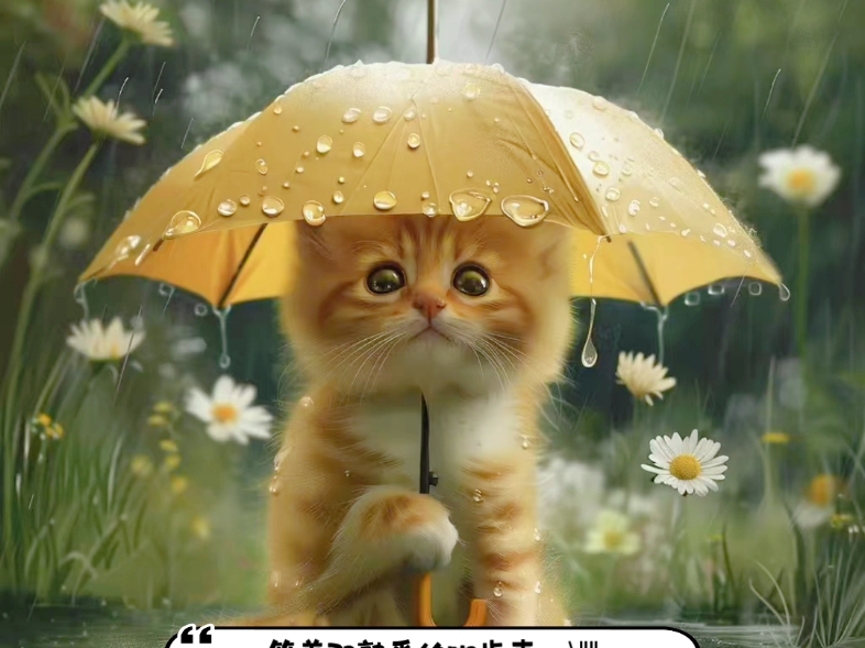 雨中守护者!小猫撑伞超暖心