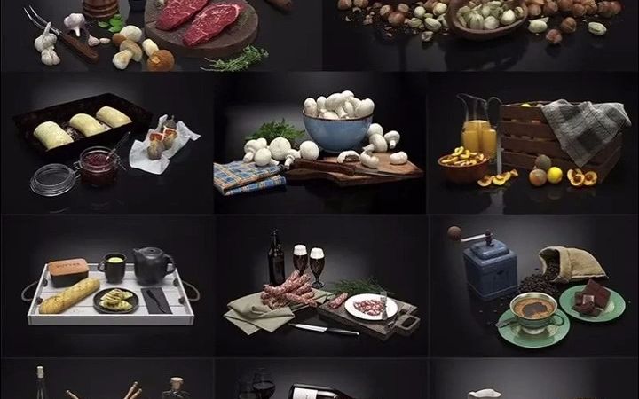 20个美食食品场景C4D模型合集食物画册创意场景3D模型素材哔哩哔哩bilibili