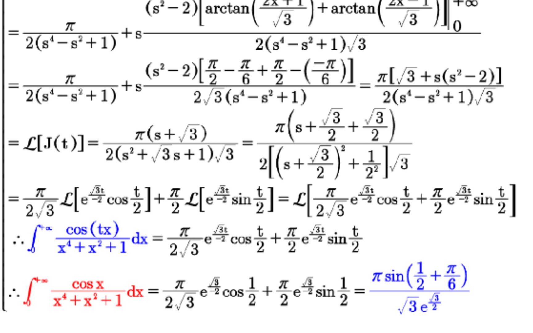 【比肩神明】高数数学反常定积分∫(cosx)/(x四次方+x的平方+1)dx,0哔哩哔哩bilibili