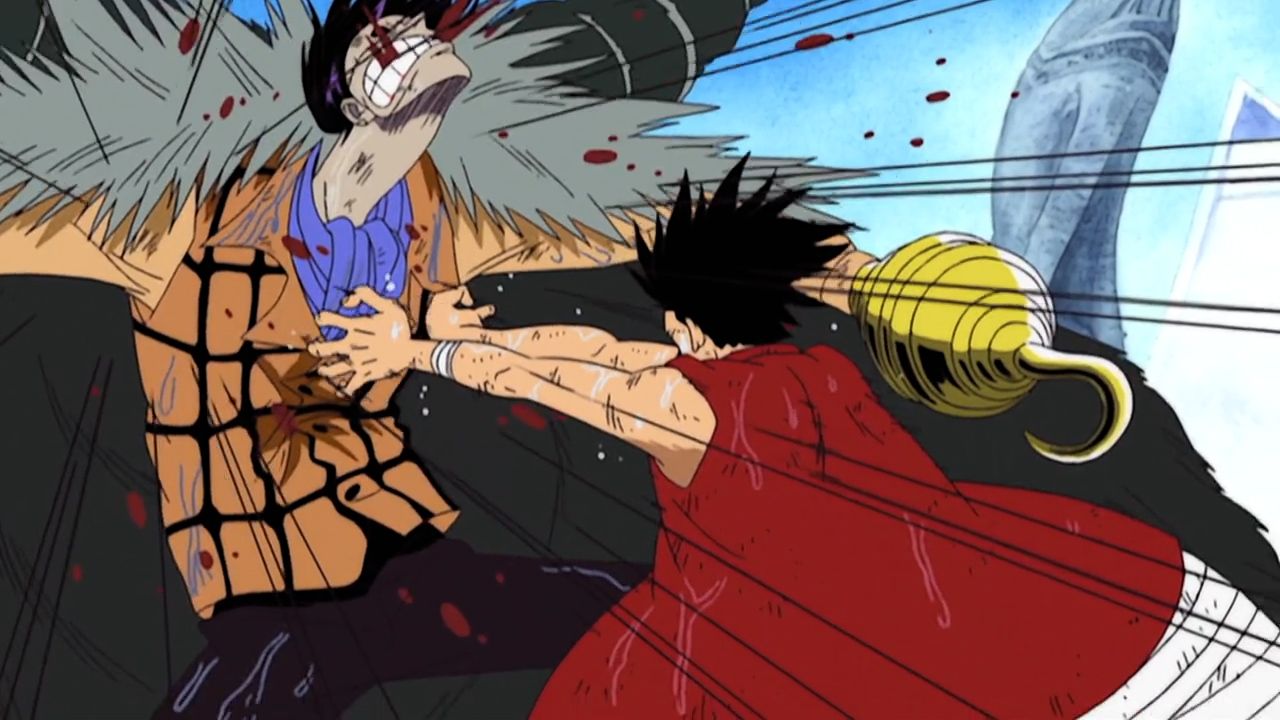 (裁剪多余对话,合理加速剧情)蒙奇·d·路飞 vs 王下七武海克洛克达尔