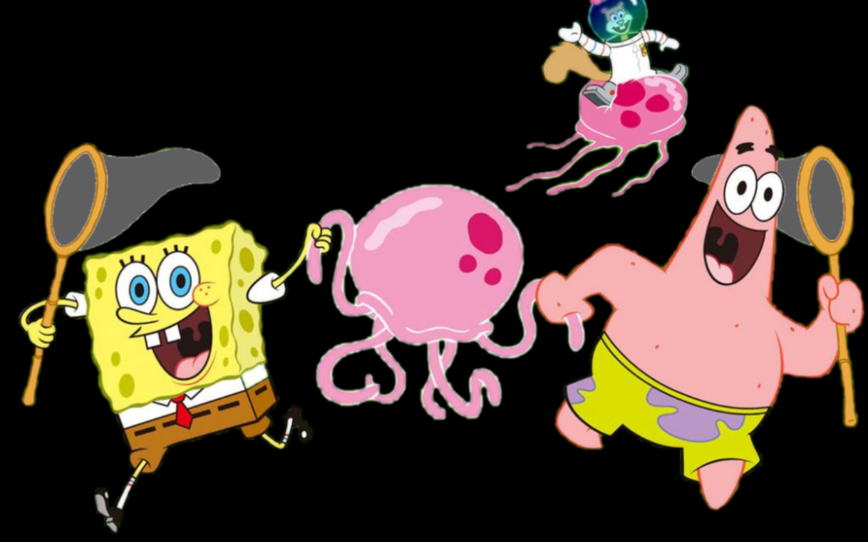 派大星,我们一起去捉水母吧.