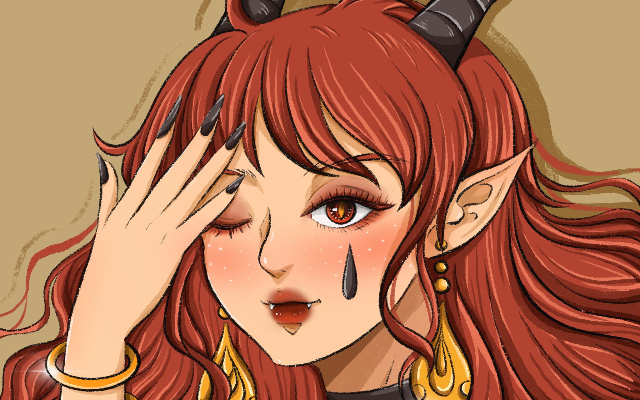 procreate原创插画少女恶魔少女绘画过程ipad