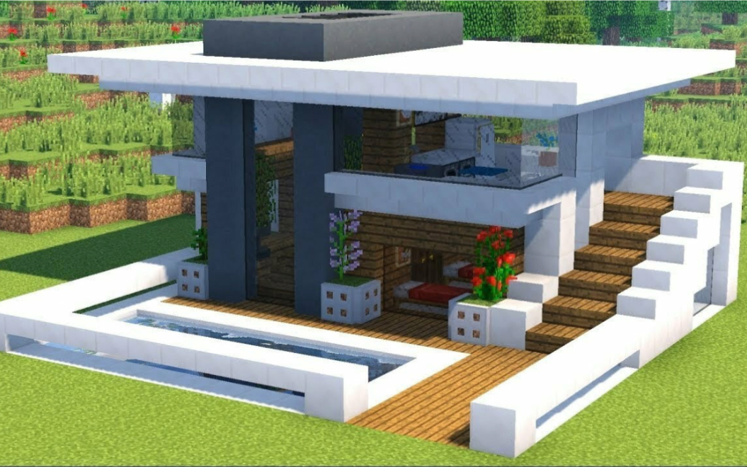 【Minecraft Builder】我的世界—别墅建造教程_哔哩哔哩_bilibili
