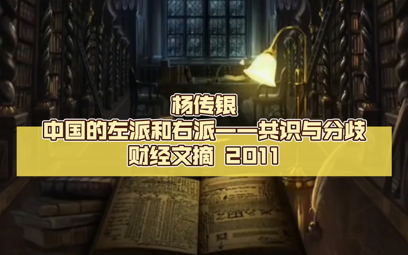 杨传银【中国的左派和右派——共识与分歧】[J].财经文摘 2011哔哩哔哩bilibili