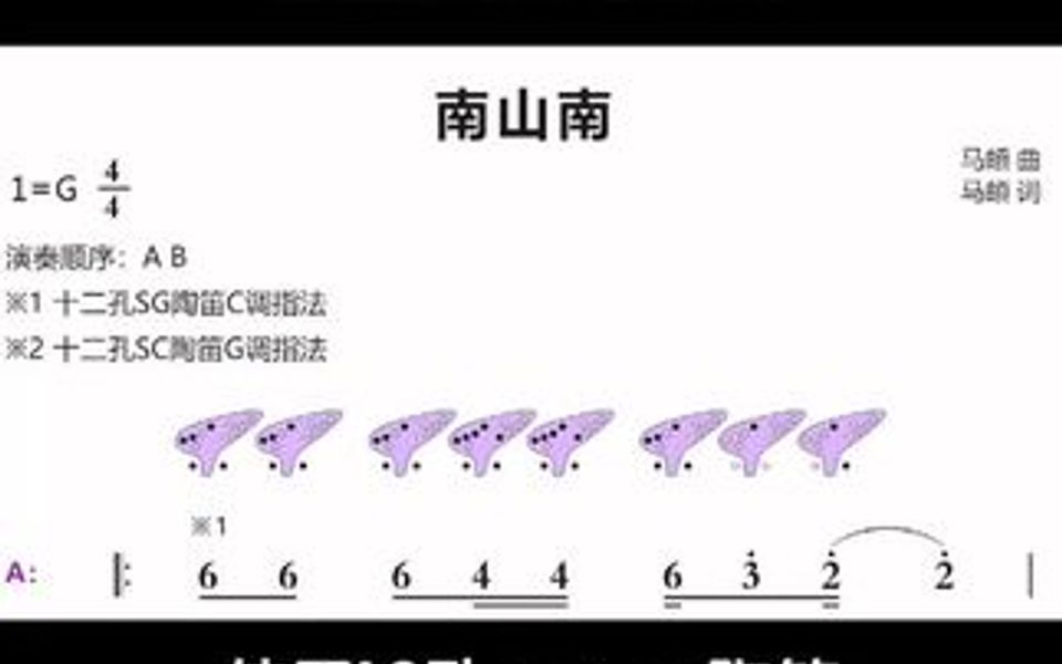 《南山南》12孔陶笛动态谱哔哩哔哩bilibili