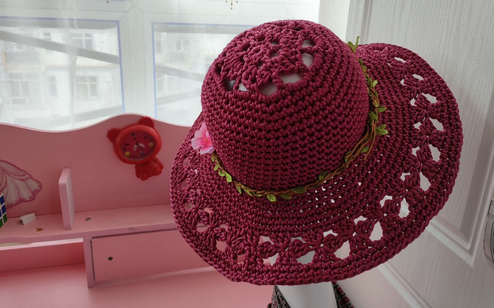 樱花夏凉帽的钩织教程第二集