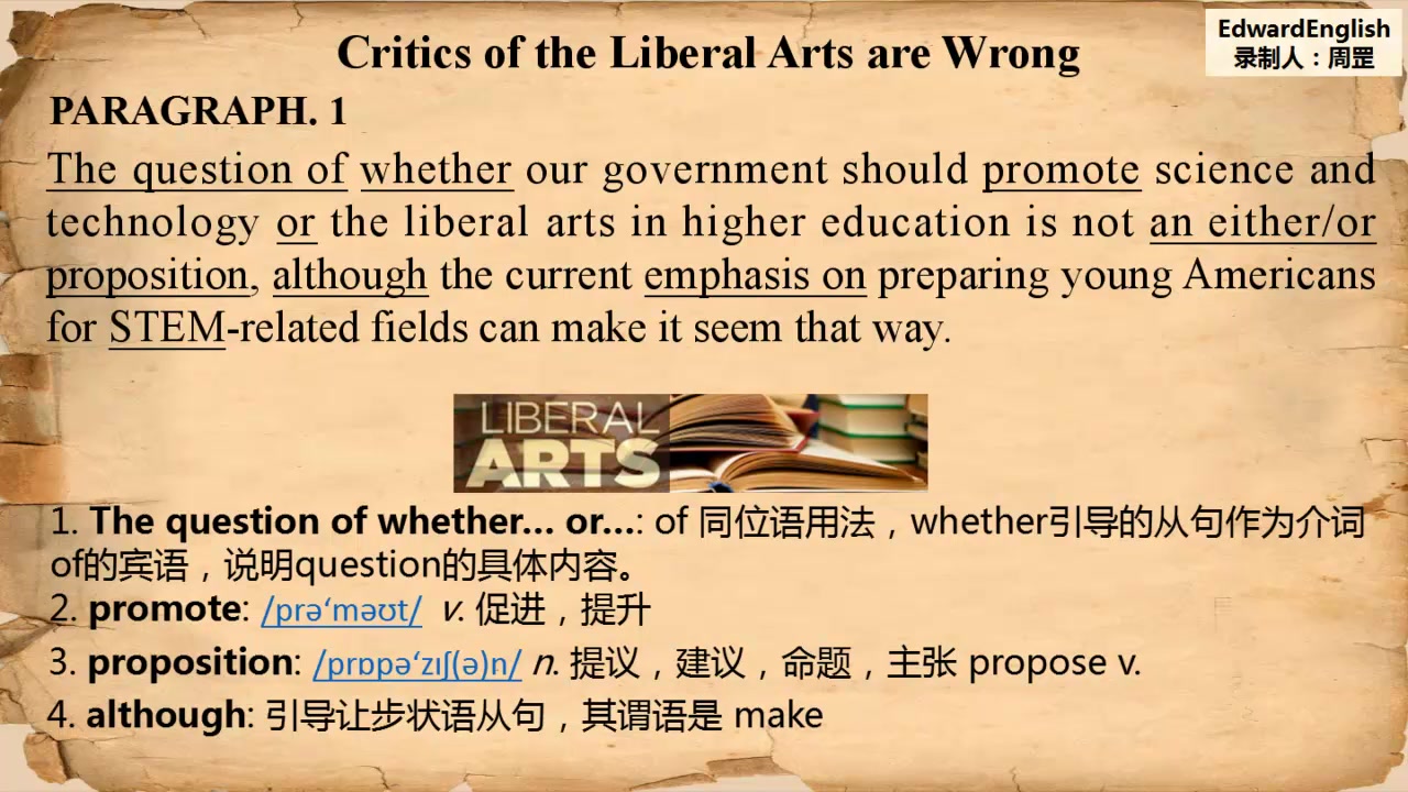 [图]四级真题 仔细阅读 CET4 2014 6 Critics of the Liberal Arts are Wrong