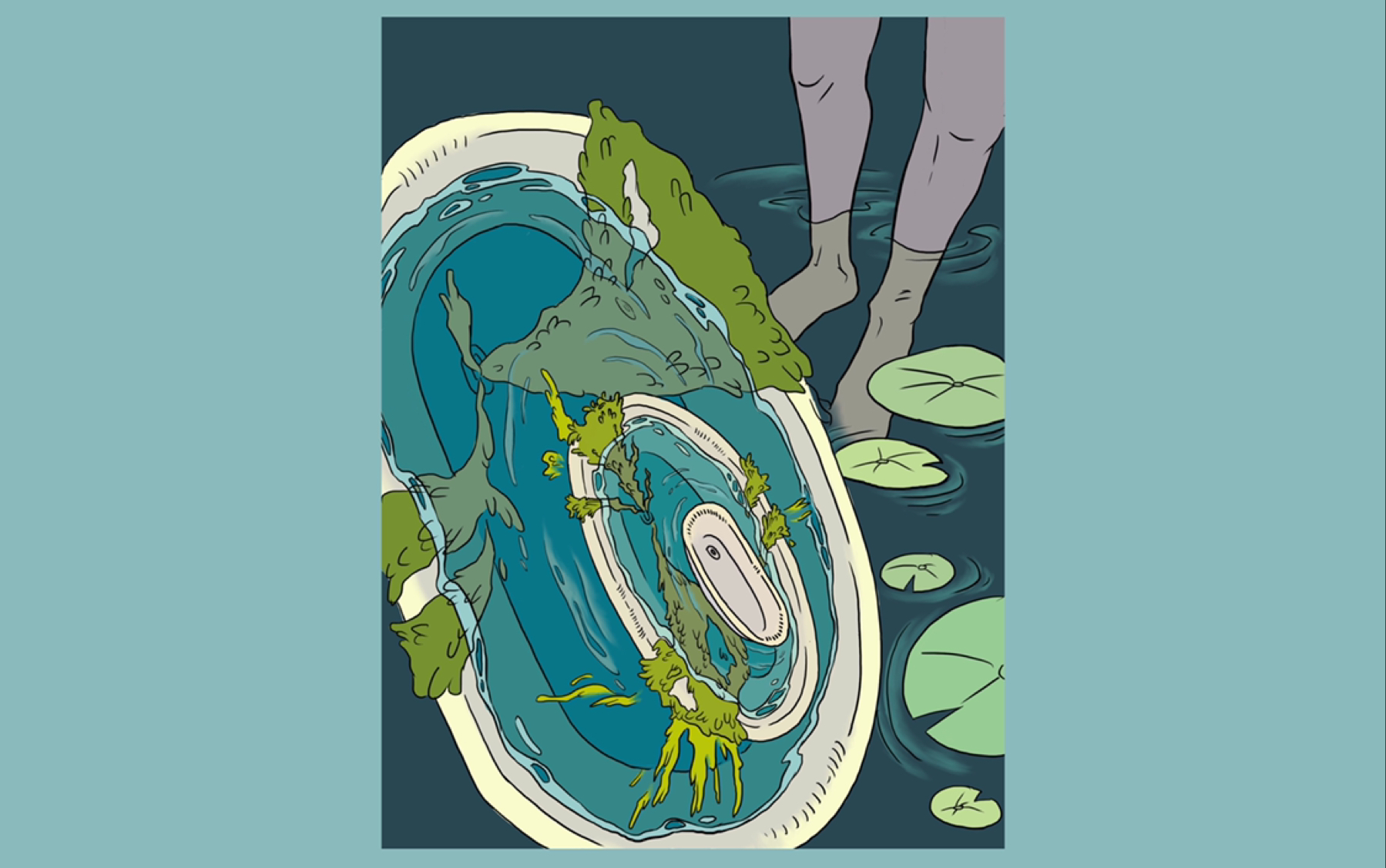 【procreate】插画takeing a bath 冲个凉