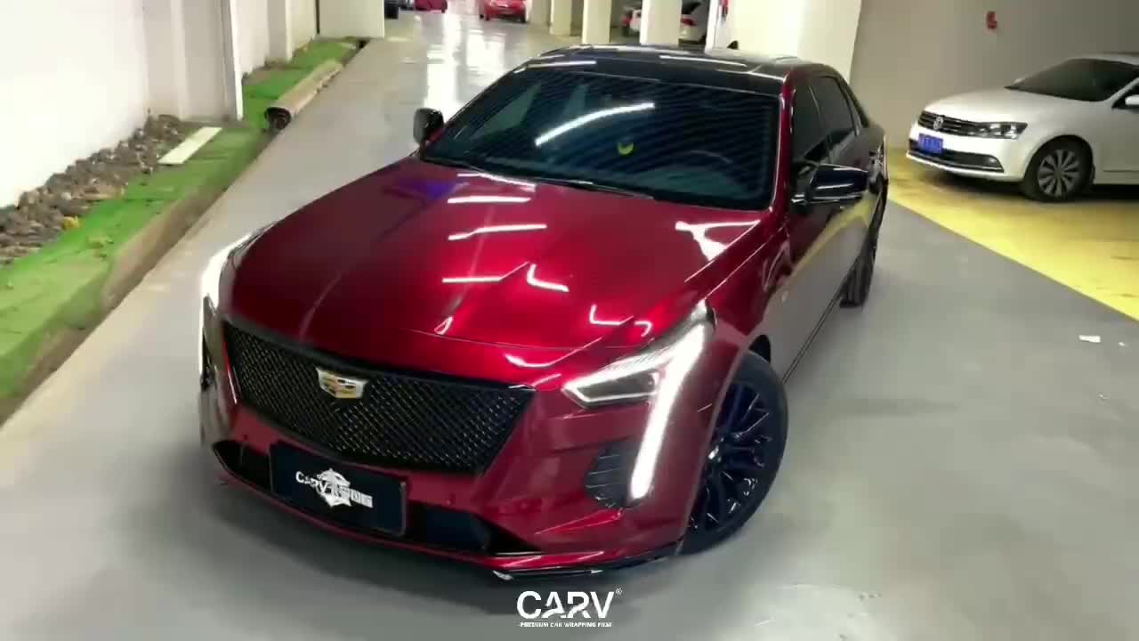 凯迪拉克ct6卡孚白金龙血红改色膜,血脉喷张的激情