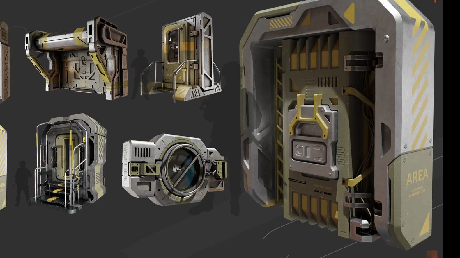 blender科幻赛博朋克风硬表面大门机械门3d模型飞船舱门带4k纹理