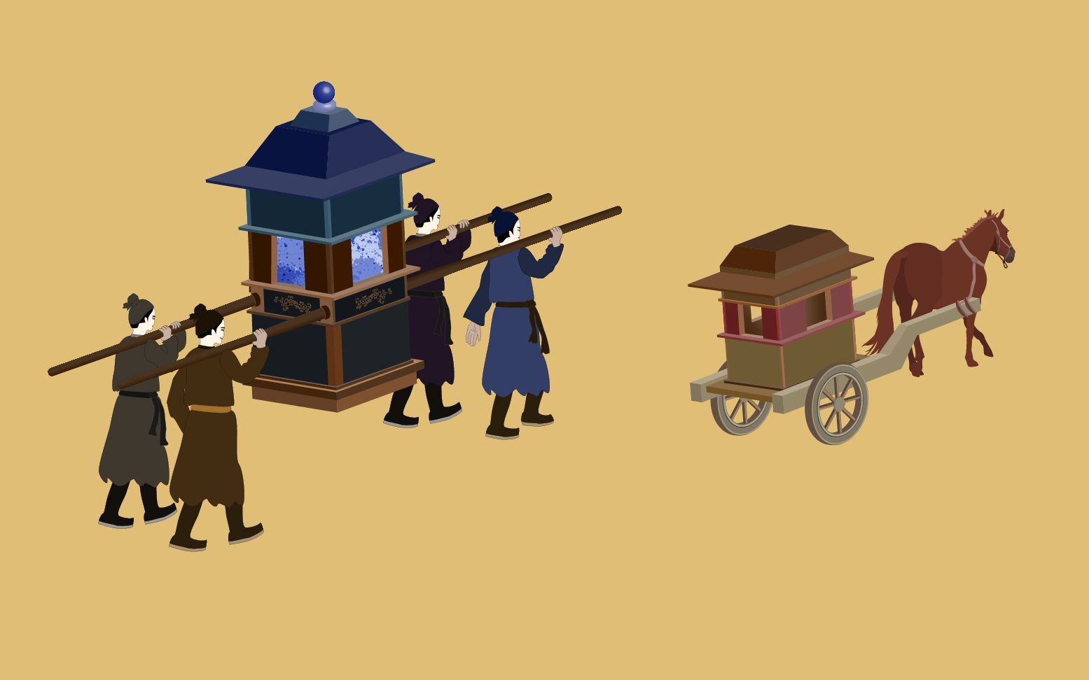 活动作品电脑画画ai画人物轿夫