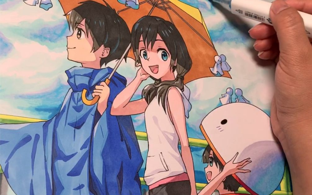 【马克笔手绘】【天气之子】背景画完唠