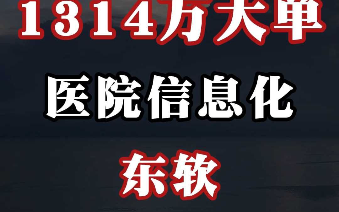 1314 万、医院信息化大单:东软(中)哔哩哔哩bilibili