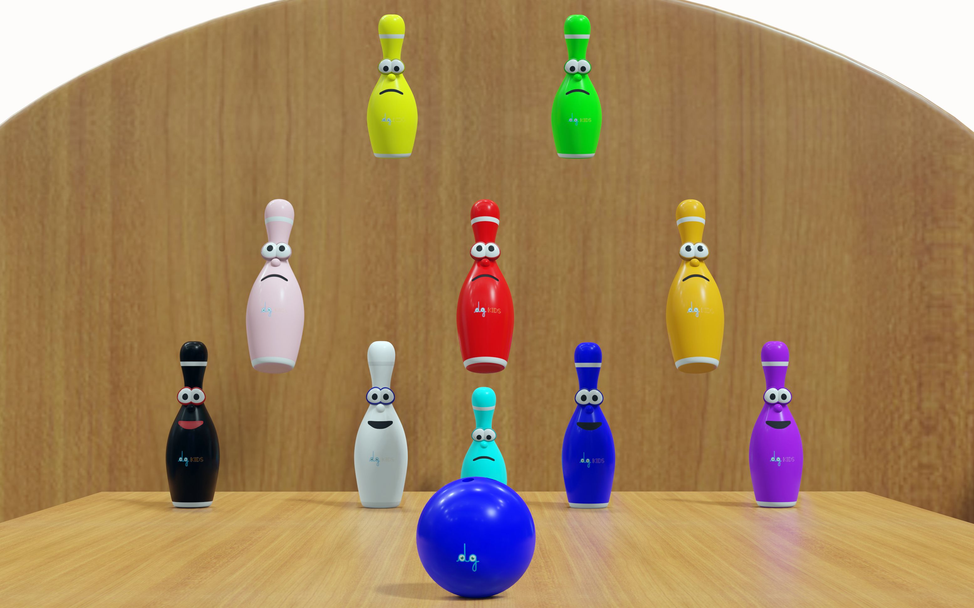 dg儿童早教益智动画通过保龄球学习认知颜色英语启蒙动画