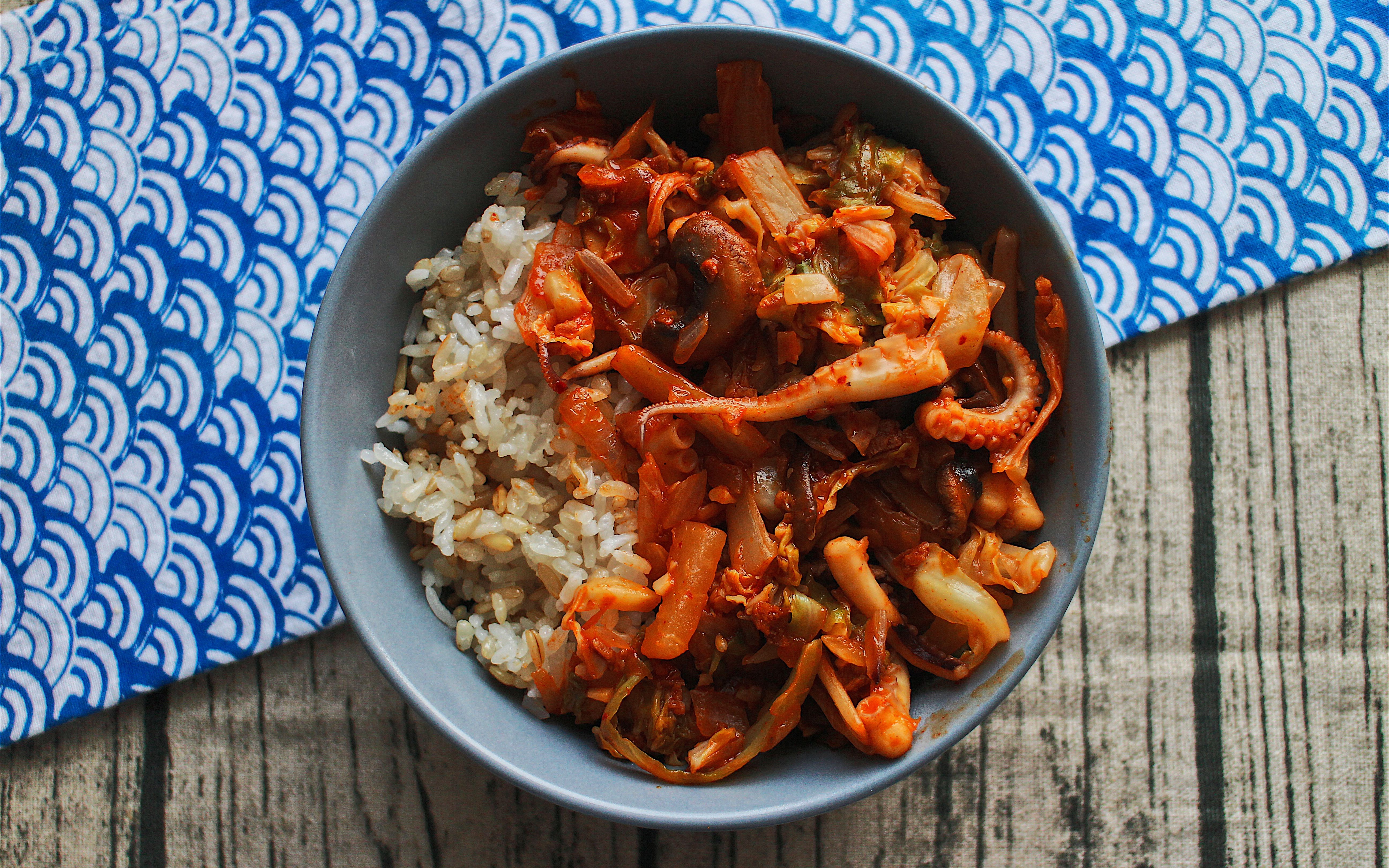 keepfitkitchen韩式辣炒八爪鱼拌饭koreanspicyoctopusbowl4健身餐
