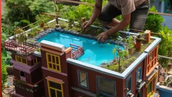 一名男子按比例建造超逼真的房屋