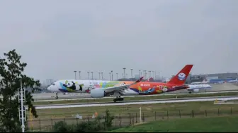 Video herunterladen: 原声视频：追逐飞机的人，川航空客B-32AG，空客350彩绘机第六架，熊猫之路第四架落地CTU-02L跑道…