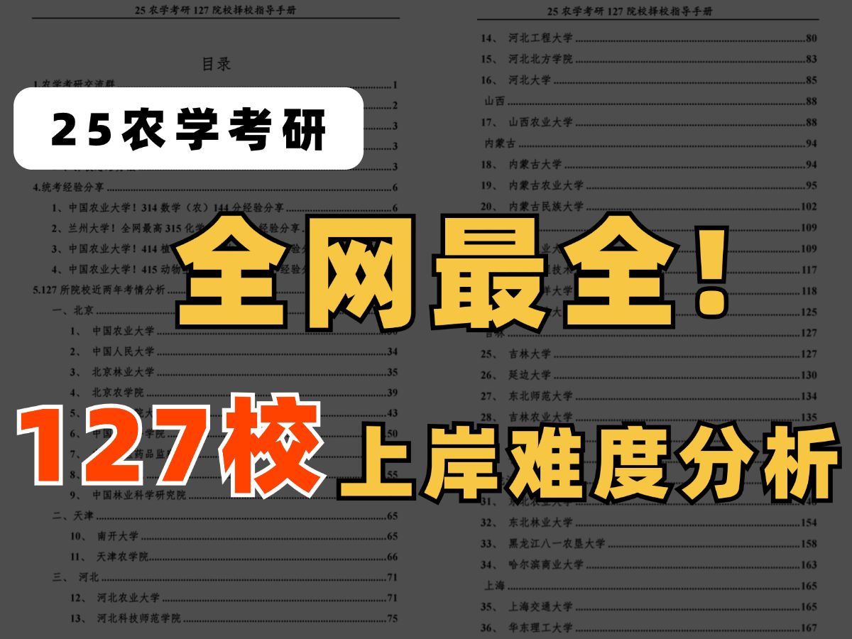 25农学考研,127所院校上岸难度分析!选校备考轻松拿捏!哔哩哔哩bilibili