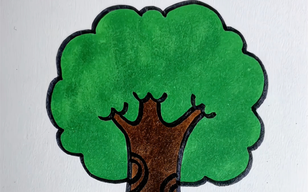 绿色简笔画大树图片