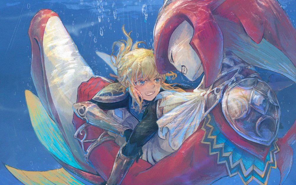 procreate上色过程水中的林克与希多