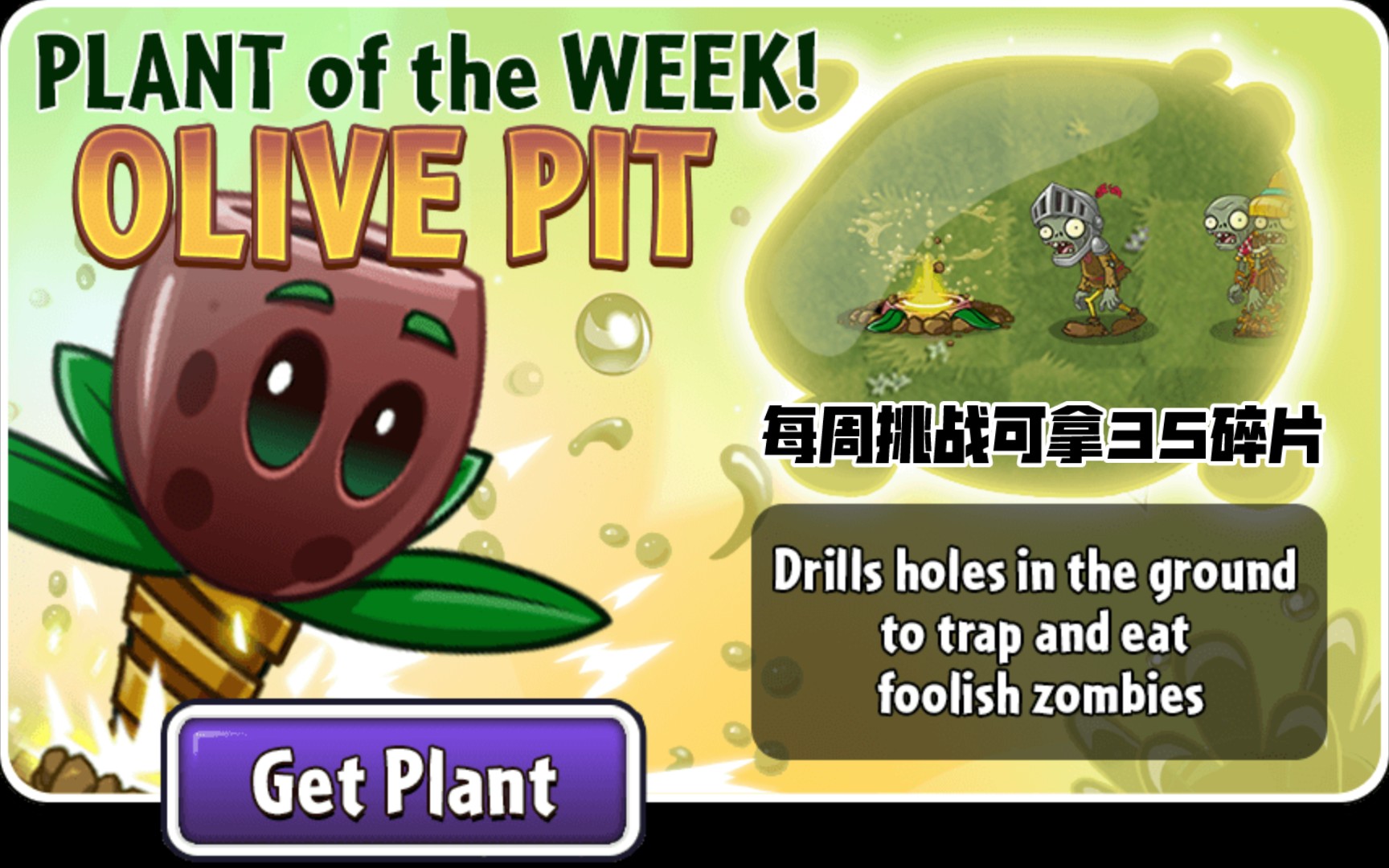 【pvz2】陷阱油橄榄史诗任务(每周挑战)