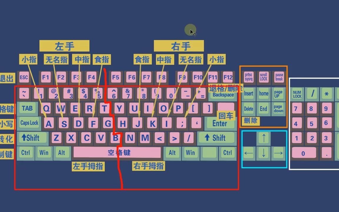 电脑初学者认识键盘和键盘正确打字方法