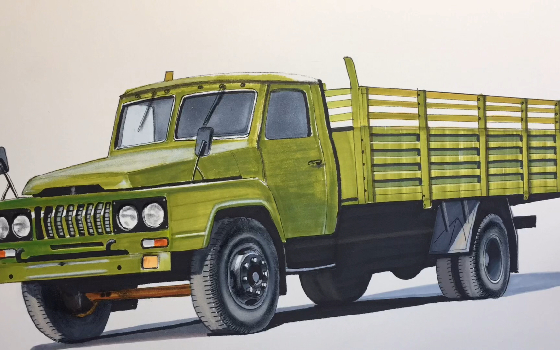 手绘经典卡车,东风140的壮丽回忆!