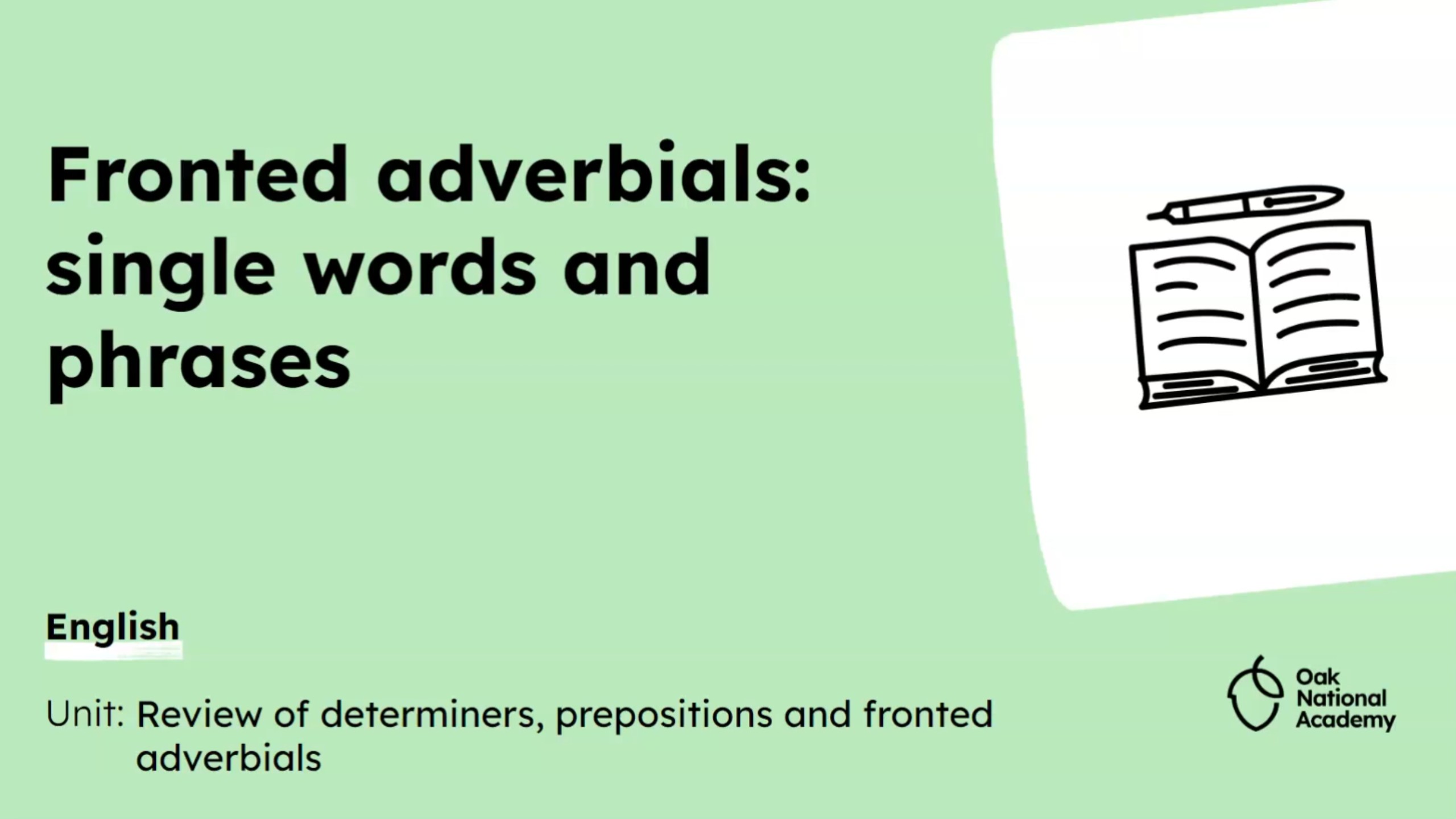 英语外教全英讲语法，单词，短语做前置状语(fronted adverbials)