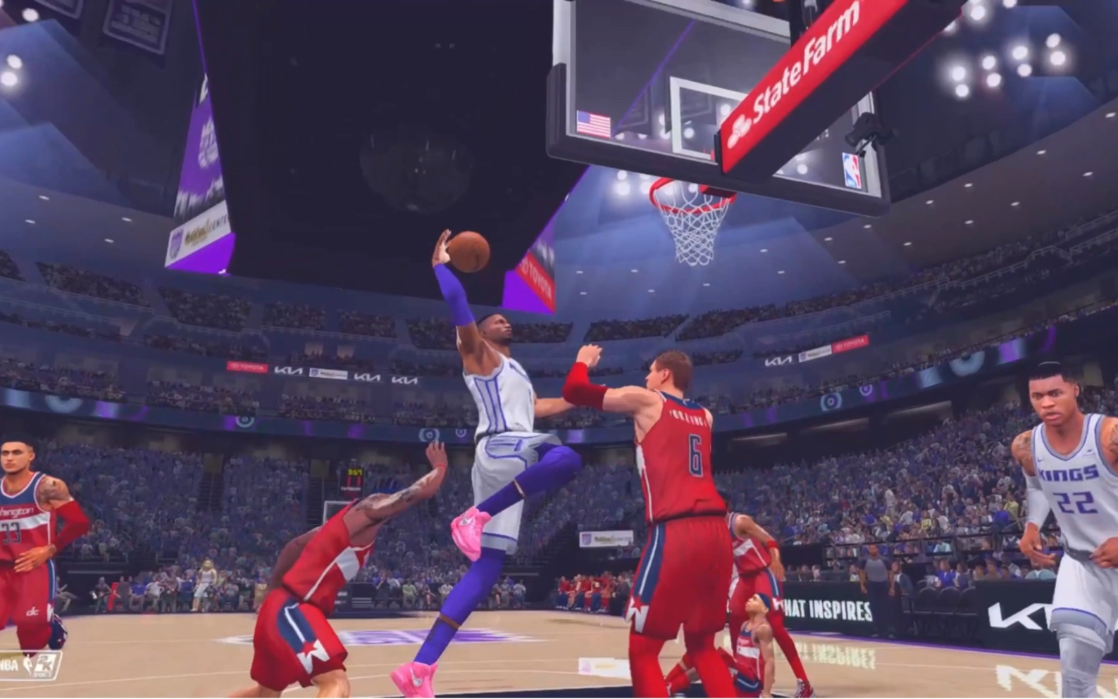 nba2k14国王vs奇才 (更新了国王队球馆和篮球架广告牌补丁)