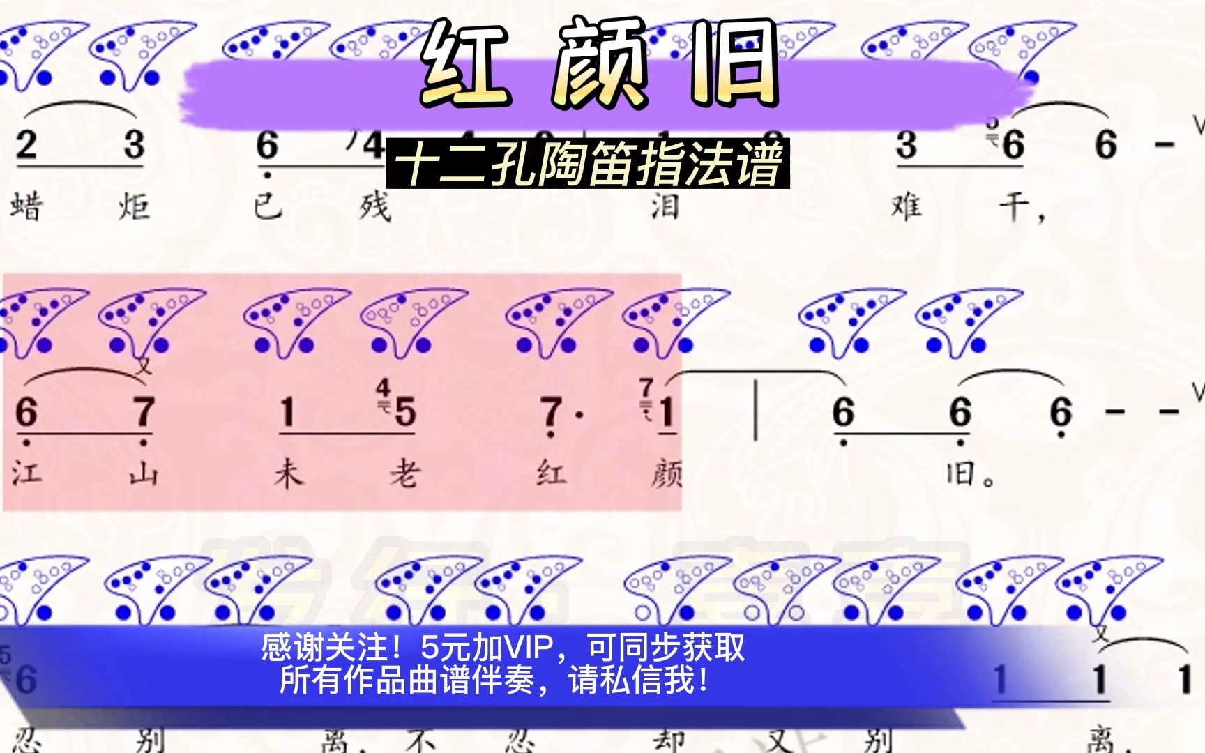 陶笛《红颜旧》AC陶笛 F指法 [抖音 曲谱驿站 定制分享各类曲谱、动态谱、伴奏]哔哩哔哩bilibili