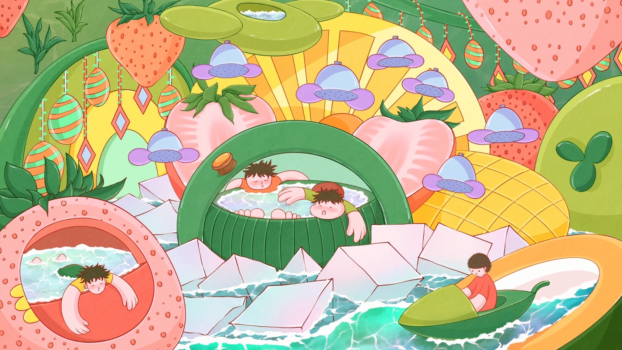 水果大派对插画绘画过程