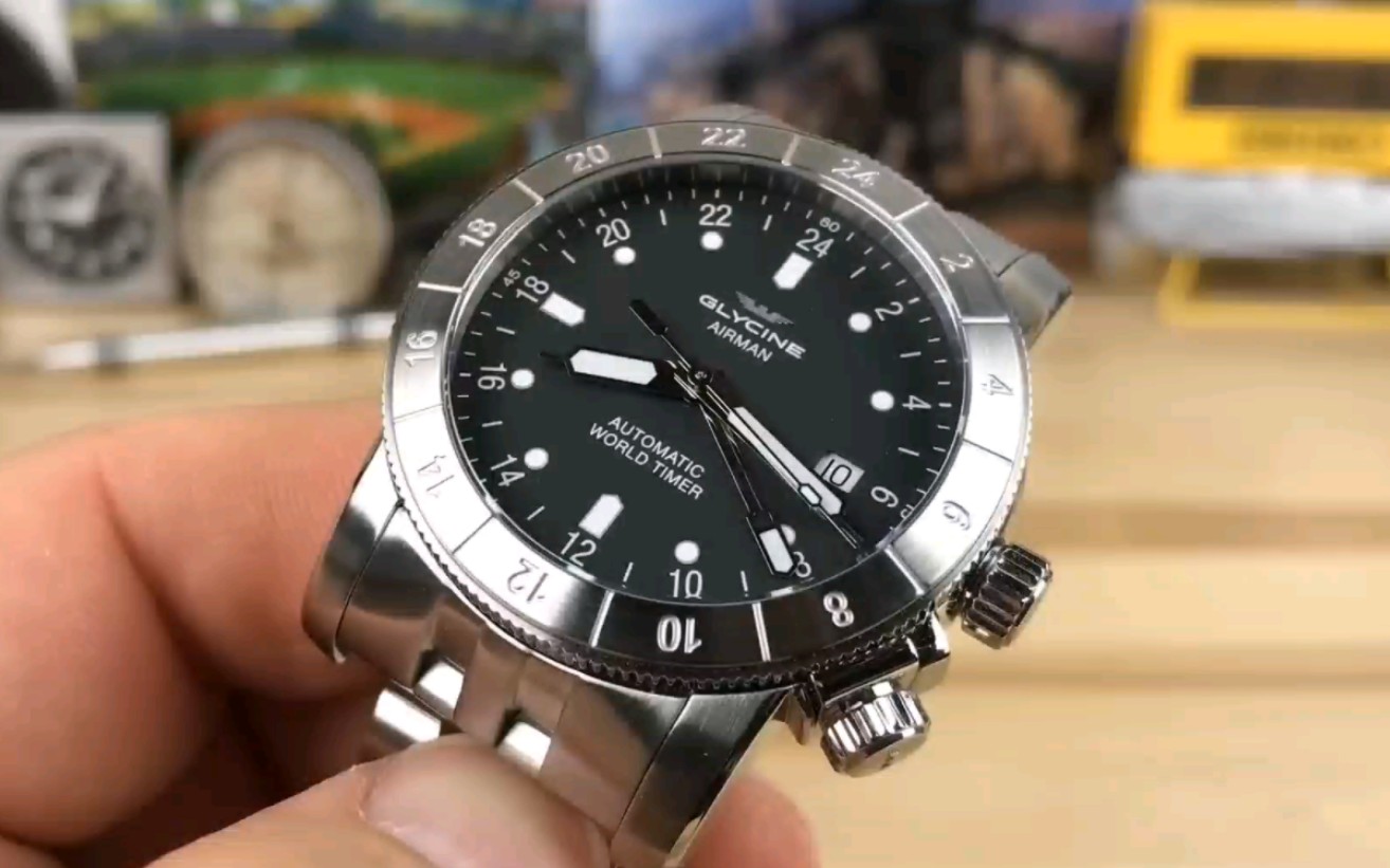 冠星手表glycine airman飞行员系列gmt 100m