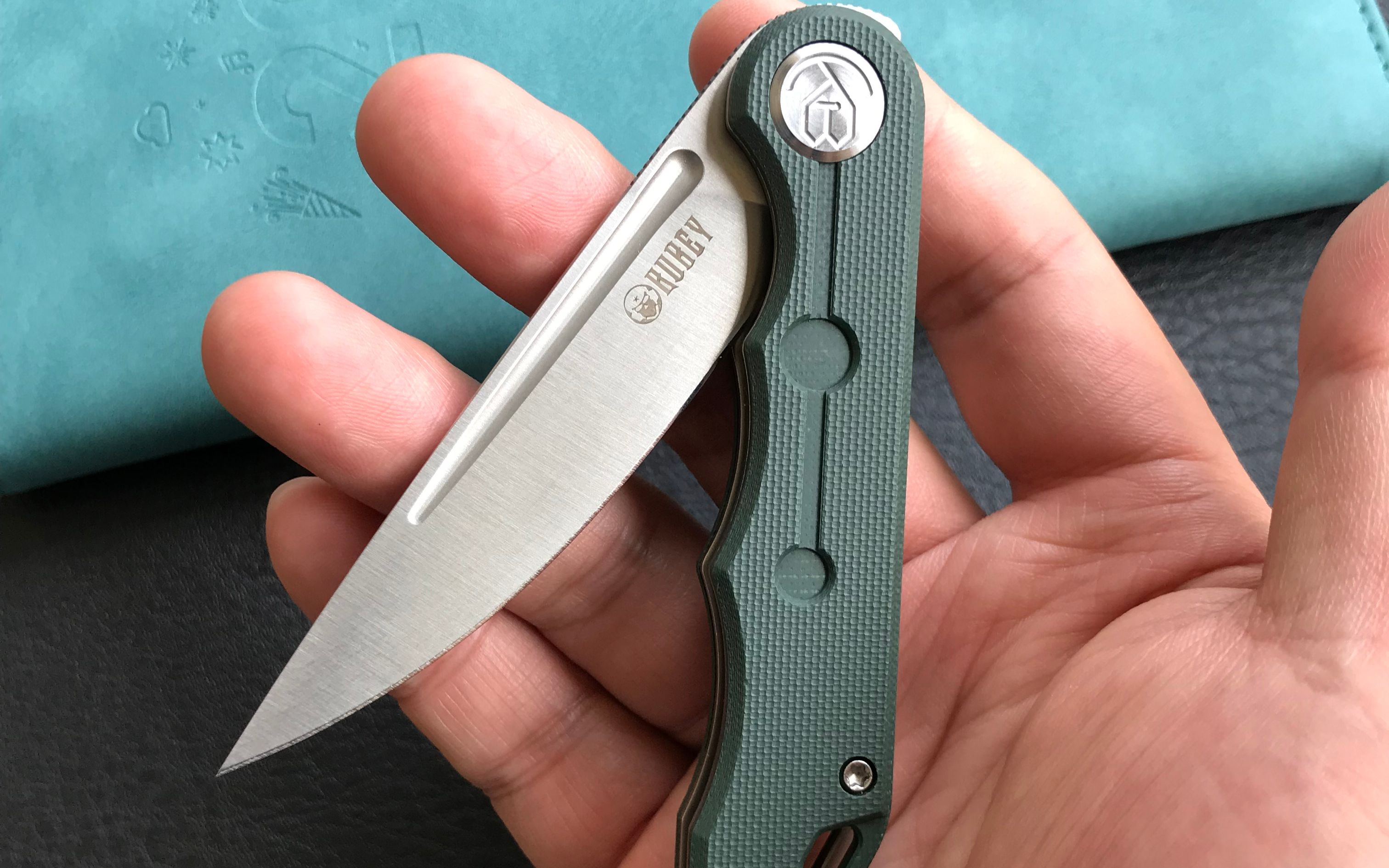 kubey酷备刀ku2101 mizo 缎面14c28n钢g10手柄前置快开折刀