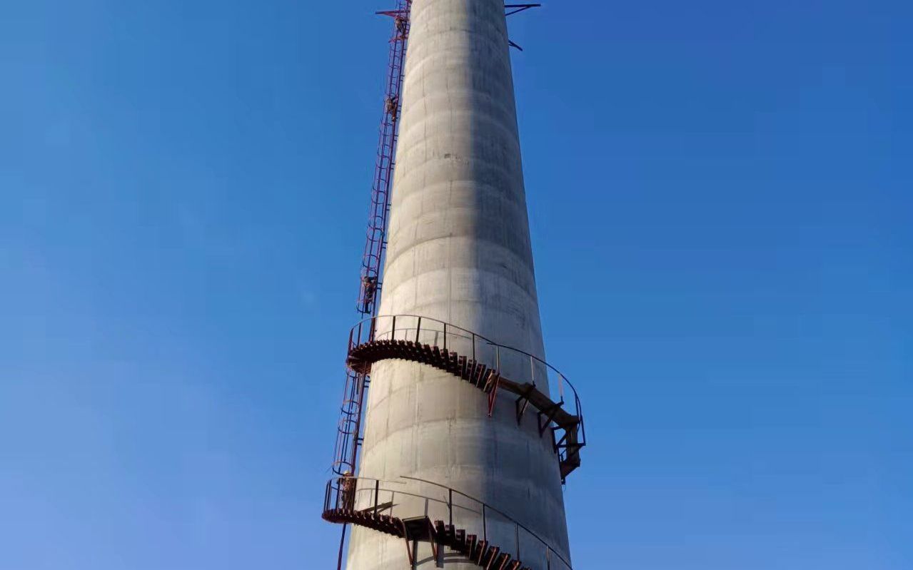 安徽阜阳市100米烟囱安装爬梯平台工程-宏顺建设