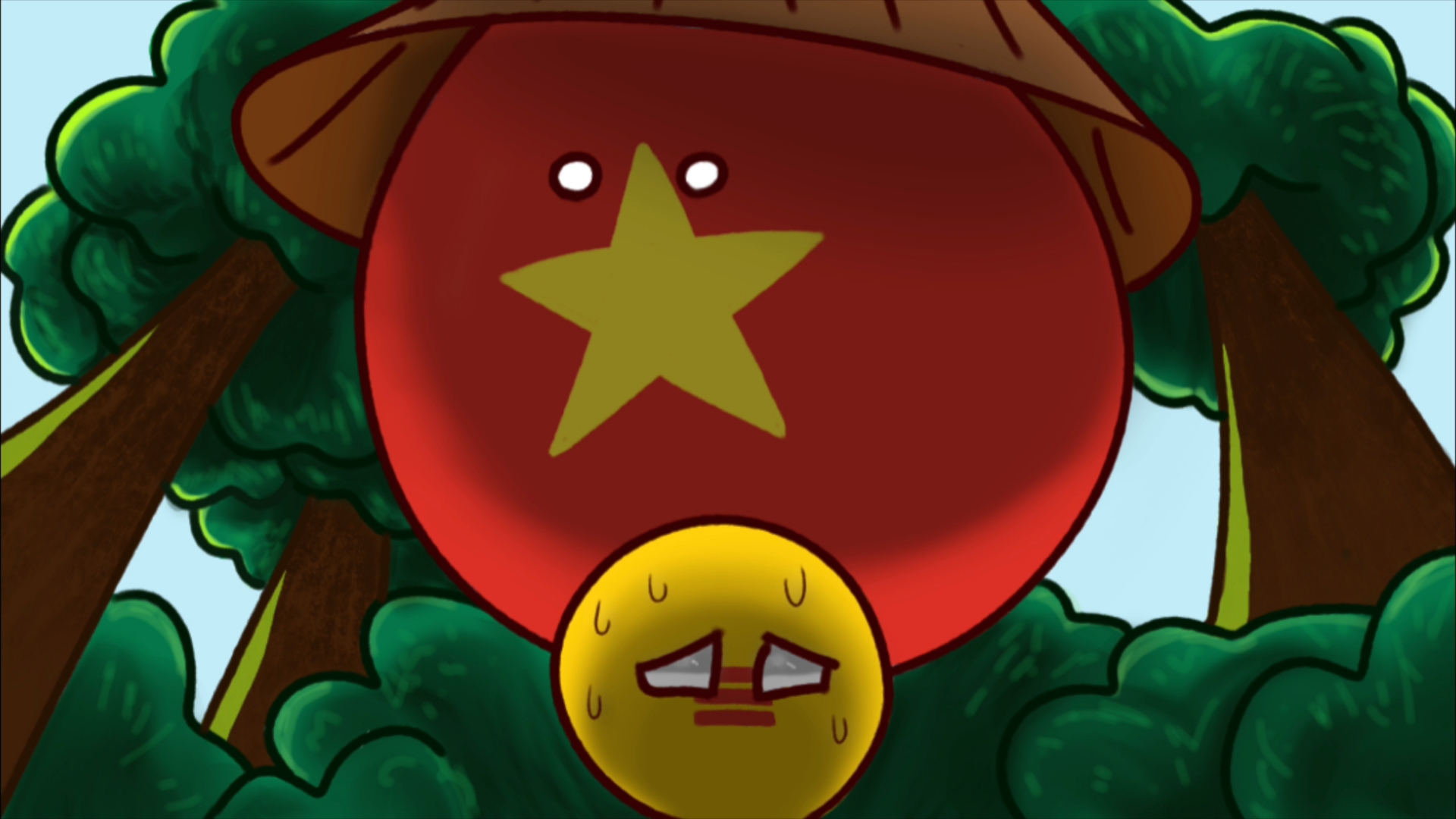 越共探头(绘画过程)