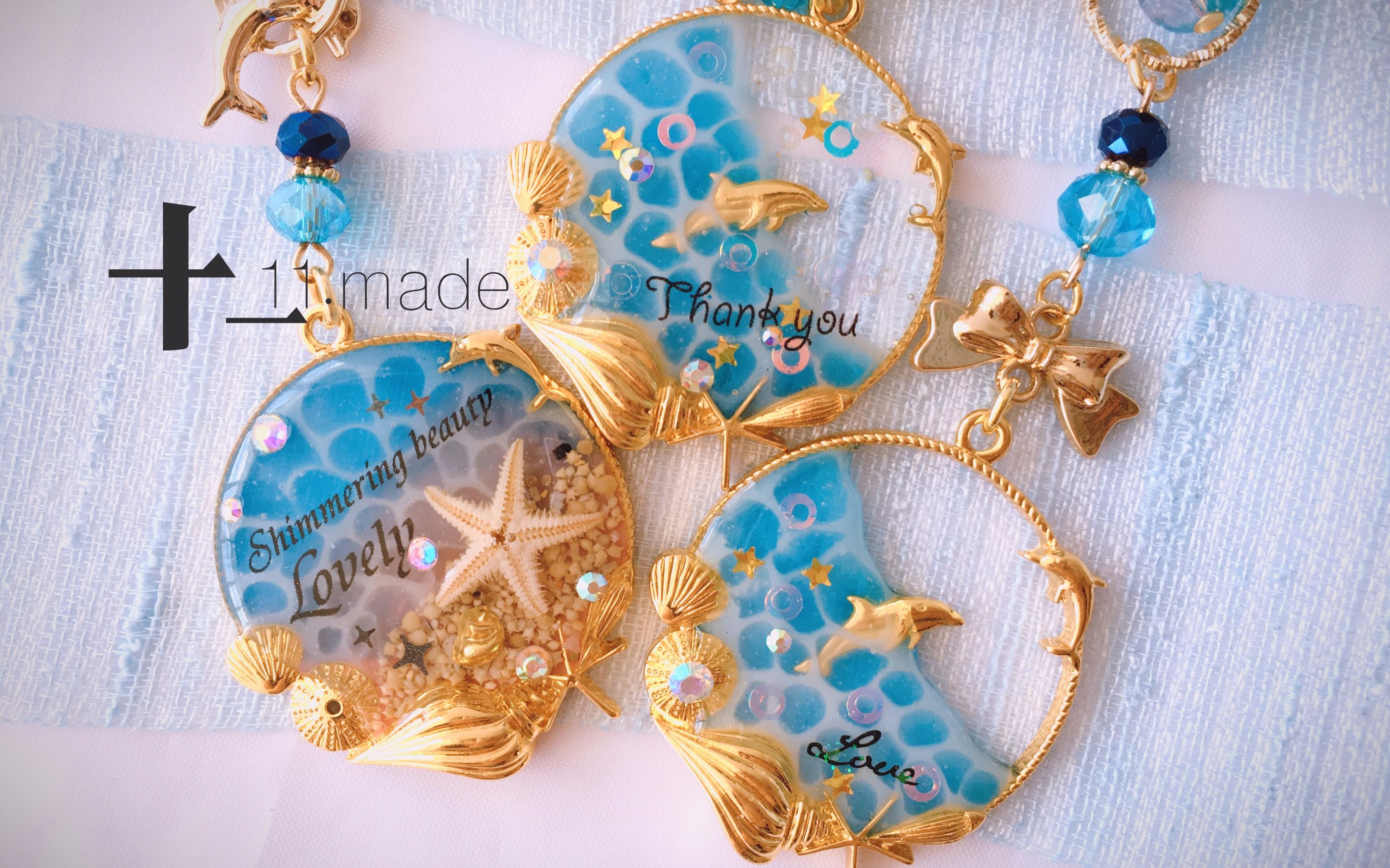 made】滴胶蓝色海洋水纹挂件